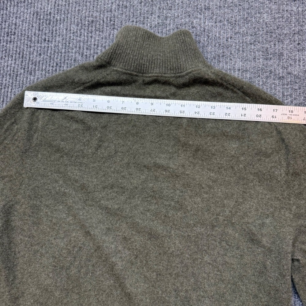 Cashmere Lands End Quarter Zip Sweater Mens Large Green Knit Pullover Preppy - Picture 6 of 11